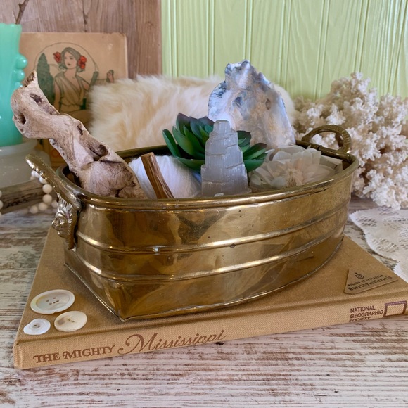 Vintage Brass Lion Head Basket 🦁 Unique Home Decor / Storage / Gift / Nature
